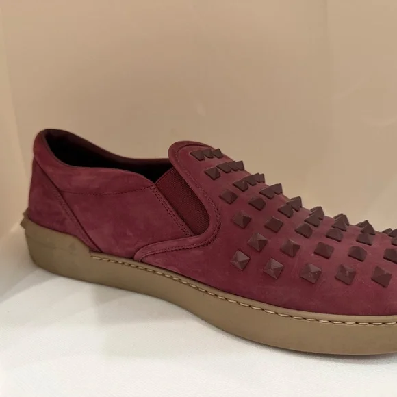 Valentino Slip on Sneakers (Men) Burgundy Rockstud 42 ½ - Picture 5 of 5